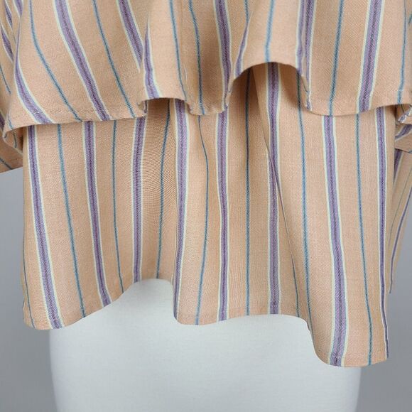 Urban Outfitters Kimchi Blue Tan Stripe Off The Shoulder Ruffle Top Small - Picture 4 of 16